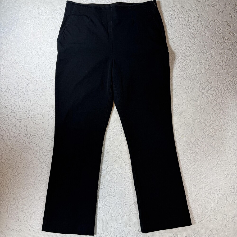 Gap Crop Flare Pants Womens 8 Black Stretch Cotton Twill Ankle Dress Workwear